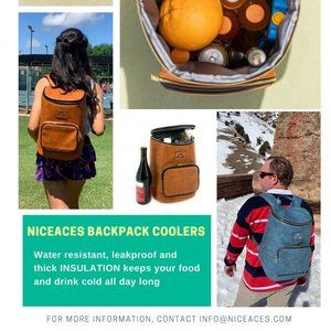 STYLISH BACKPACK COOLER/ LEAK PROOF & WATERPROOF, MEDIUM SIZE, BROWN AND BLUE